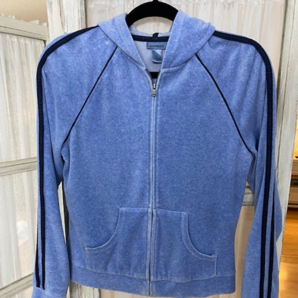 Express Brand Light Blue Velour Track Suit, Two Piece.